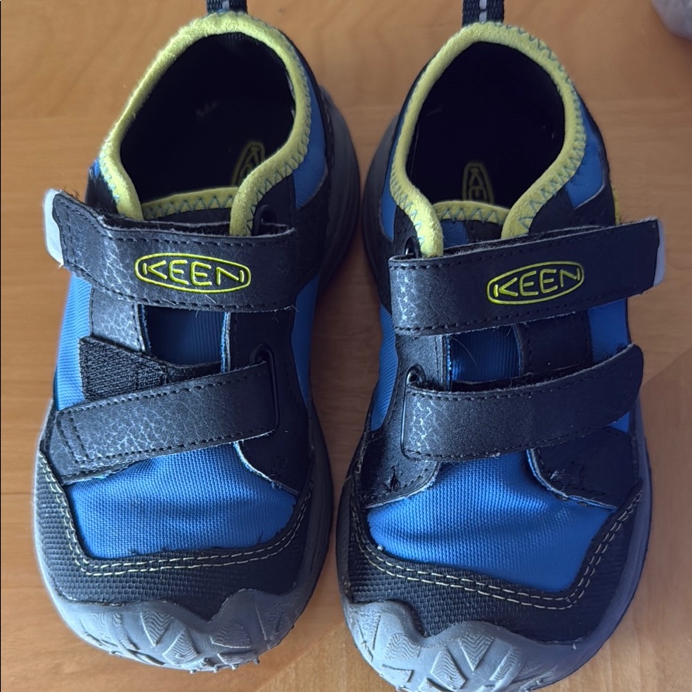 Keen Blue and Black Sneakers with Velcro Straps and Rubber Toe Cap